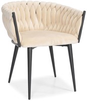 Krzesło welurowe glamour ROSA - czarno-beżowe