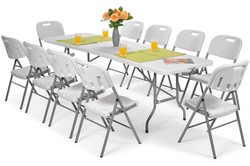 Zestaw mebli składany biały catering stół 240 cm i 10 krzeseł