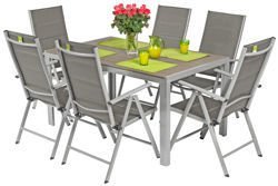 Komplet ogrodowy MODENA - Stół OUTLET i 6 krzeseł - srebrny