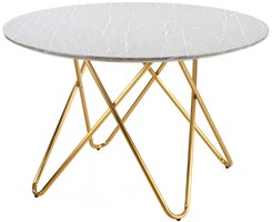 Okrągły stół do salonu glamour BONELLO 120 cm -  popielaty marmur / złoty
