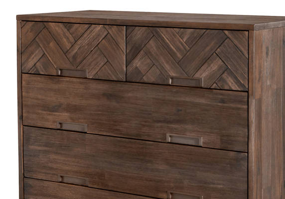 Drewniana komoda Ashton jodełka 100x105 cm- brązowy