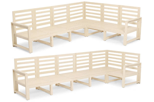 Drewniany narożnik ogrodowy XXL MALTA 6-osobowy +stoliki - biały/szary