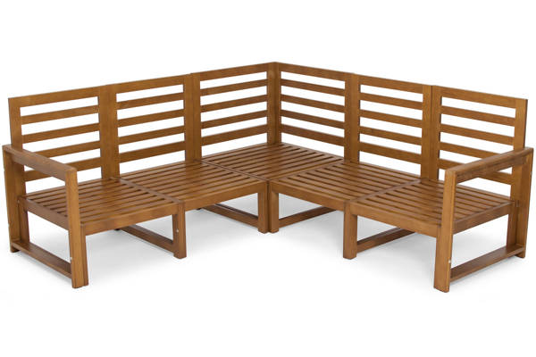 Duża sofa narożna do ogrodu MALTA 5-osobowa brąz/szary