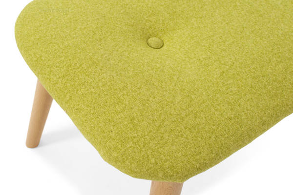 Fotel pikowany uszak z podnóżkiem SCANDI - limonka