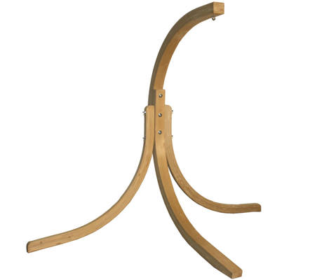 Fotel wiszący na drewnianym stelażu KOKON - kremowy