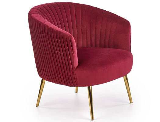 Krzesło fotel do salonu glamour CROWN Gold - bordowy
