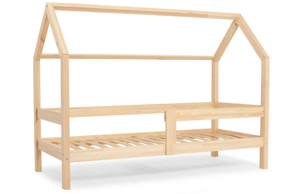 Łóżko dla dziecka z drewna DOMEK stelaż 80x190 - sosna