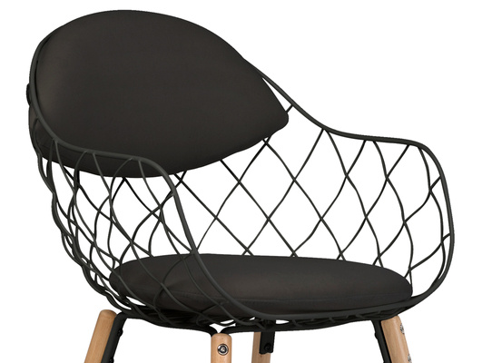 Nowoczesne aluminiowe krzesło z podłokietnikami OSLO - czarny/buk