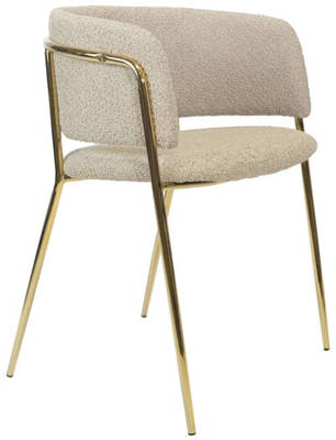 Nowoczesne krzesło tapicerowane boucle glamour EVIA TEDDY - beżowy