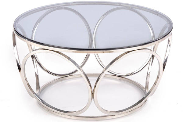 Okrągły stolik kawowy VENUS w stylu glamour - srebrny