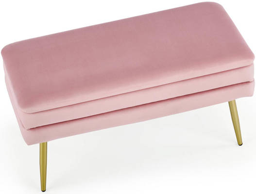 Siedzisko ze schowkiem złote nogi glamour VELVA - różowy