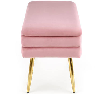 Siedzisko ze schowkiem złote nogi glamour VELVA - różowy