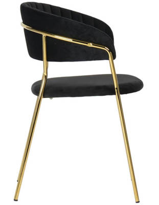 Stylowe krzesło welurowe na złotych nogach GOMA - czarny