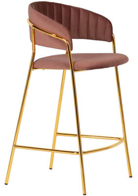 Tapicerowane krzesło barowe hoker GOMA - różowy