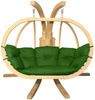 Podwójny fotel wiszący KOKON na drewnianym stelażu - zielony